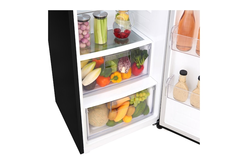 LG 375L Fritstående køleskab (Matte Black) - Energiklasse F, Moist Balance Crisper™ og Smart Diagnosis™ med Wi-Fi, GL5241MCJZ1