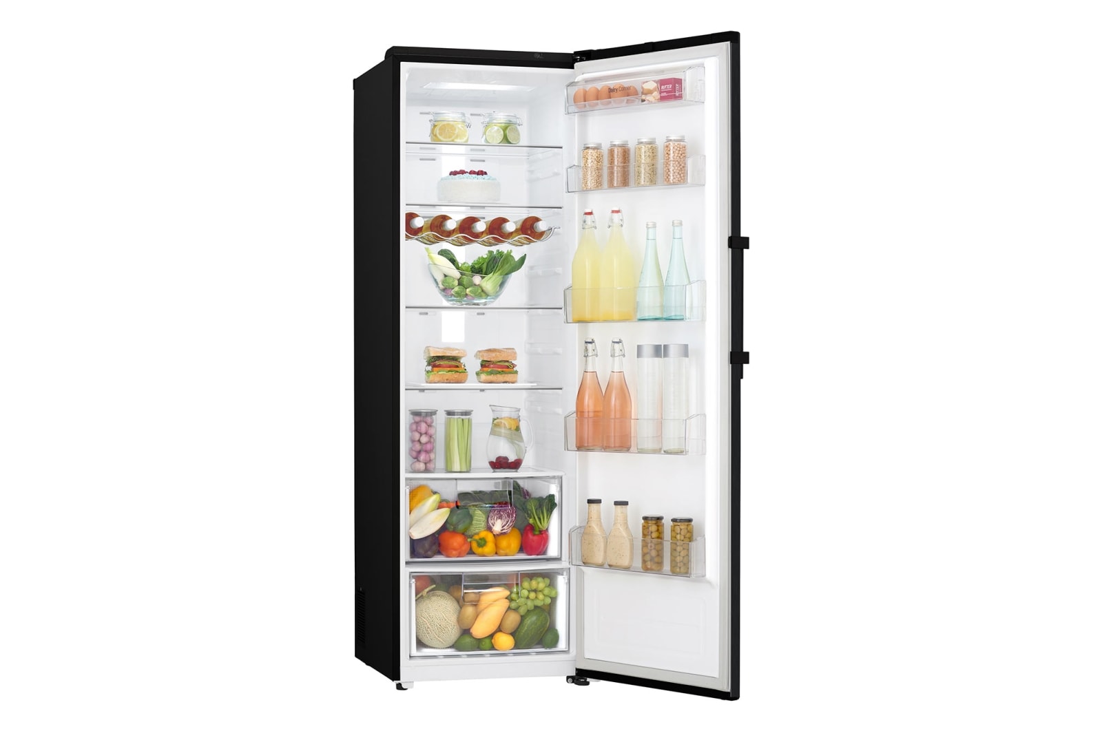 LG 375L Fritstående køleskab (Matte Black) - Energiklasse F, Moist Balance Crisper™ og Smart Diagnosis™ med Wi-Fi, GL5241MCJZ1