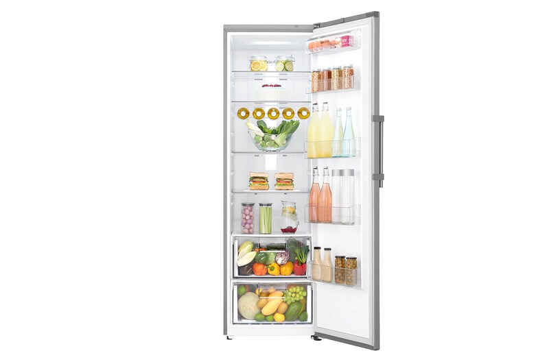LG 375L Fritstående køleskab (Shiny Steel) - Energiklasse F, Moist Balance Crisper™ og Smart Diagnosis™ med Wi-Fi, GL5241PZJZ1