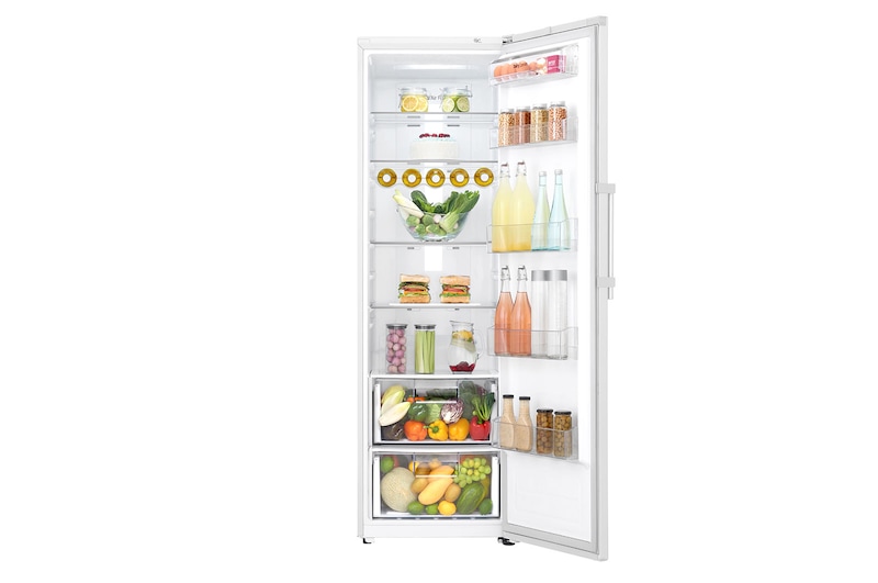 LG 375L Fritstående køleskab (Hvid) - Energiklasse F, Moist Balance Crisper™  og Smart Diagnosis™ med Wi-Fi, GL5241SWJZ1