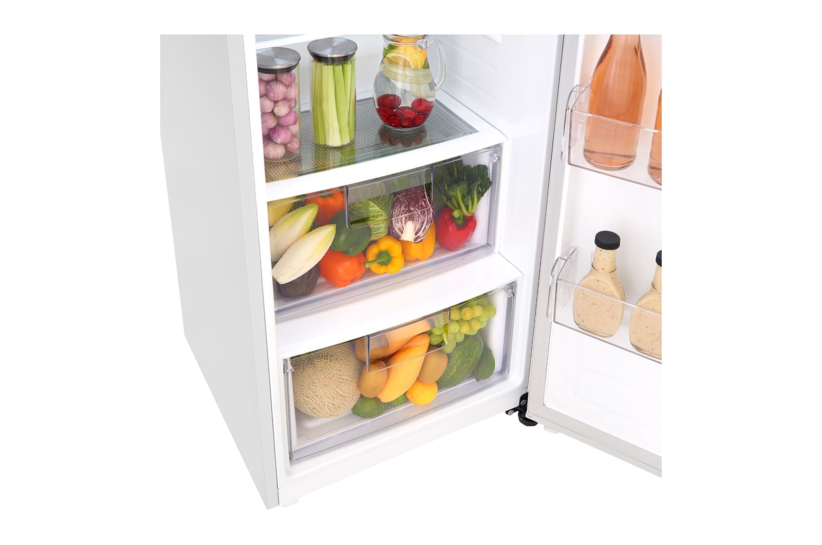 LG 375L Fritstående køleskab (Hvid) - Energiklasse F, Moist Balance Crisper™  og Smart Diagnosis™ med Wi-Fi, GL5241SWJZ1