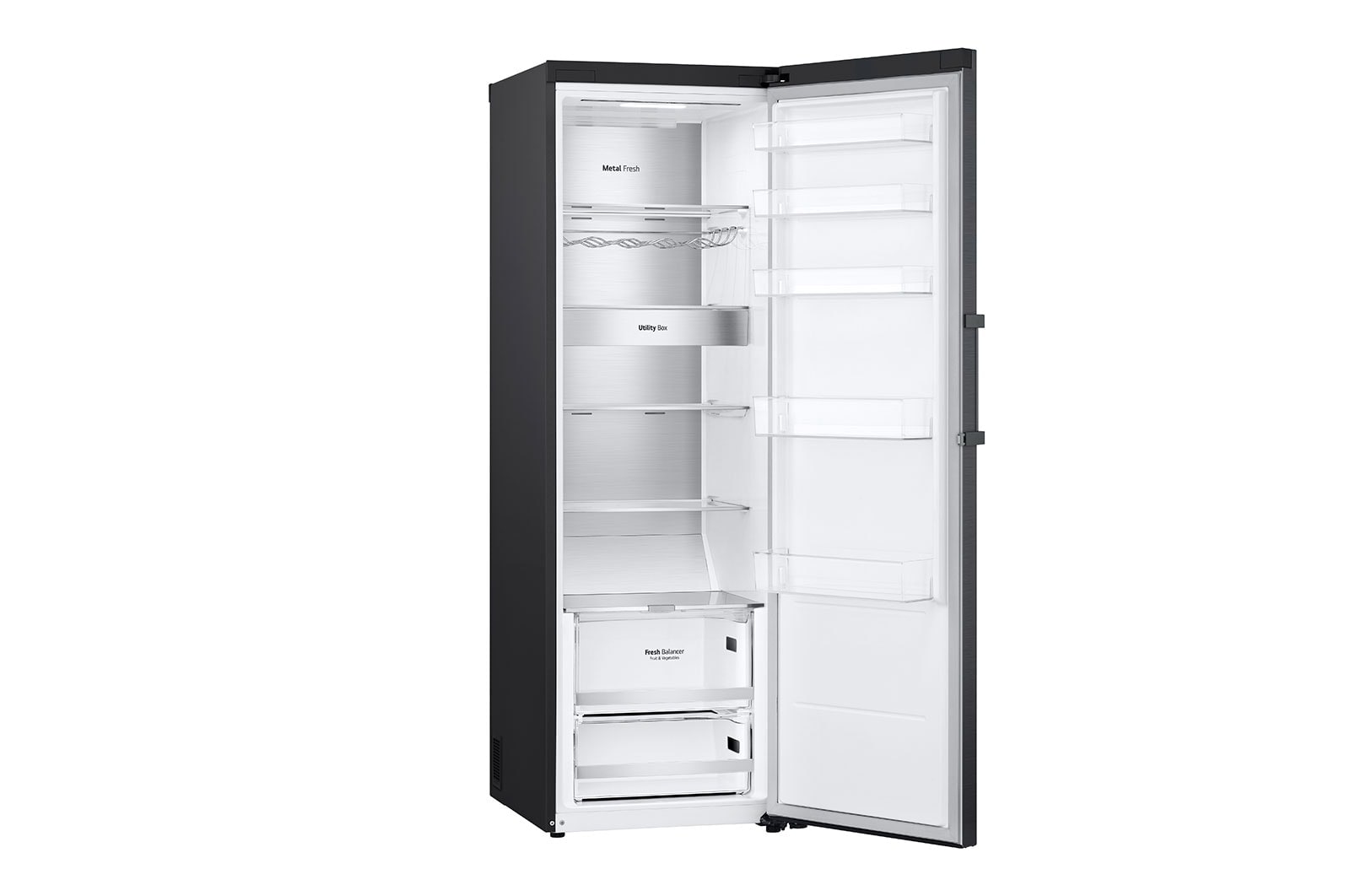 LG 386L Fritstående køleskab (Matte Black) - Energiklasse D, Door Cooling™, LINEARCooling™, FRESHBalancer™, Smart Diagnosis™ med Wi-Fi, GLM71MCCSF