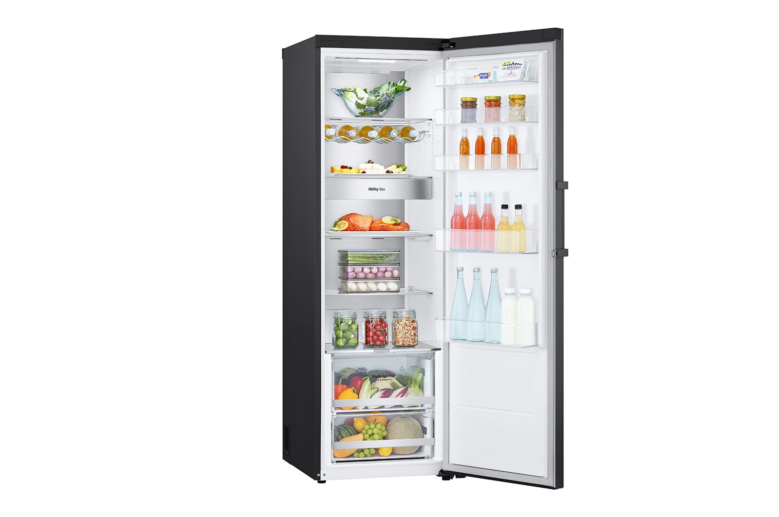 LG 386L Fritstående køleskab (Matte Black) - Energiklasse D, Door Cooling™, LINEARCooling™, FRESHBalancer™, Smart Diagnosis™ med Wi-Fi, GLM71MCCSF