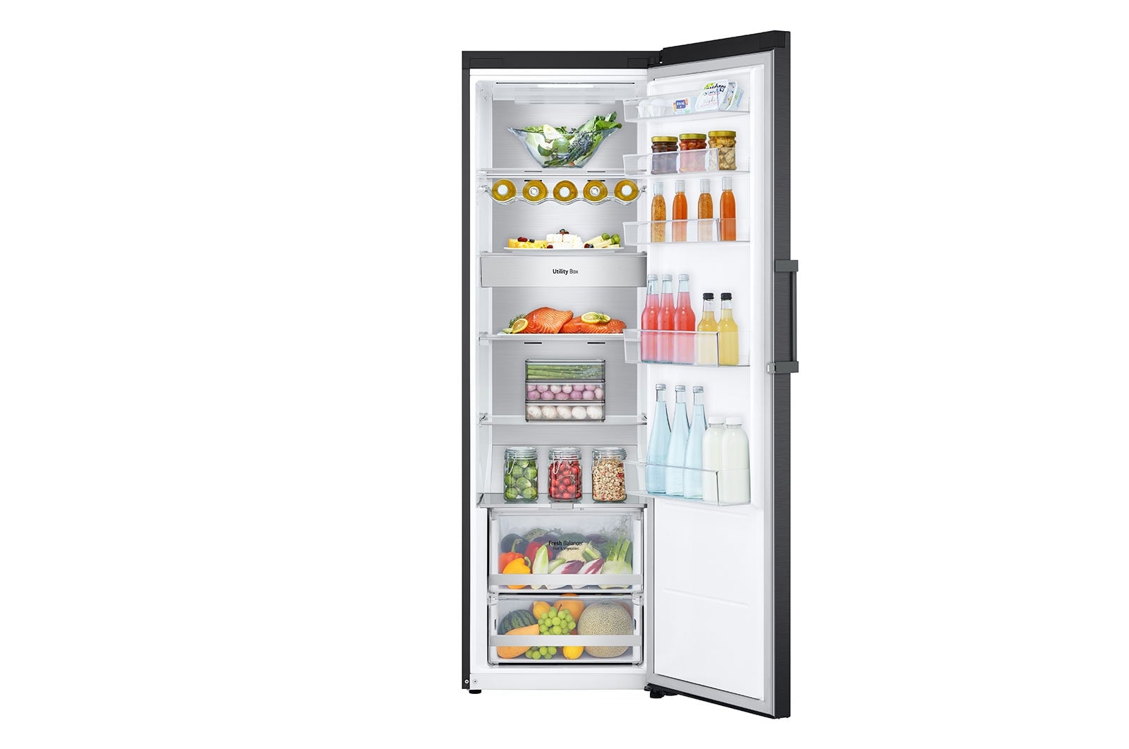 LG 386L Fritstående køleskab (Matte Black) - Energiklasse D, Door Cooling™, LINEARCooling™, FRESHBalancer™, Smart Diagnosis™ med Wi-Fi, GLM71MCCSF