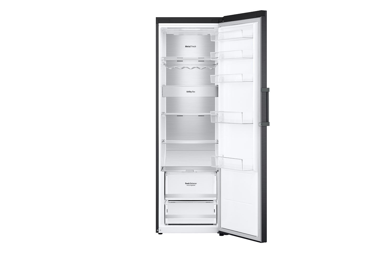 LG 386L Fritstående køleskab (Matte Black) - Energiklasse D, Door Cooling™, LINEARCooling™, FRESHBalancer™, Smart Diagnosis™ med Wi-Fi, GLM71MCCSF