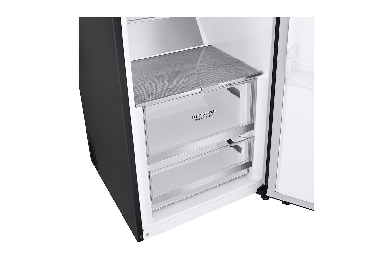 LG 386L Fritstående køleskab (Matte Black) - Energiklasse D, Door Cooling™, LINEARCooling™, FRESHBalancer™, Smart Diagnosis™ med Wi-Fi, GLM71MCCSF