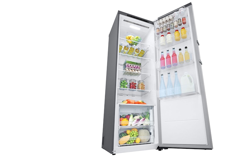 LG 386L Fritstående køleskab (Shiny Steel) - Energiklasse E, Door Cooling™, LINEARCooling™, Moist Balance Crisper™, GLT51PZGSZ