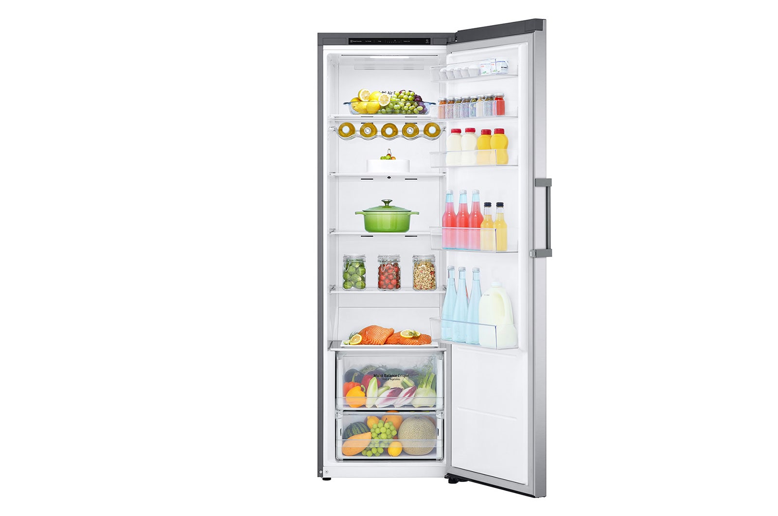 LG 386L Fritstående køleskab (Shiny Steel) - Energiklasse E, Door Cooling™, LINEARCooling™, Moist Balance Crisper™, GLT51PZGSZ