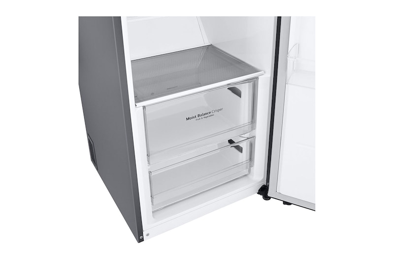 LG 386L Fritstående køleskab (Shiny Steel) - Energiklasse E, Door Cooling™, LINEARCooling™, Moist Balance Crisper™, GLT51PZGSZ