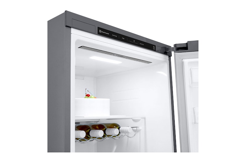 LG 386L Fritstående køleskab (Shiny Steel) - Energiklasse E, Door Cooling™, LINEARCooling™, Moist Balance Crisper™, GLT51PZGSZ