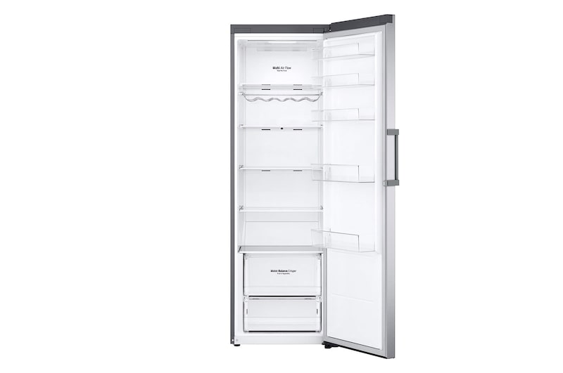 LG 386L Fritstående køleskab (Shiny Steel) - Energiklasse E, DoorCooling™, LINEARCooling™, Moist Balance Crisper™, Smart Diagnosis™ med Wi-Fi, GLE51PZGSZ