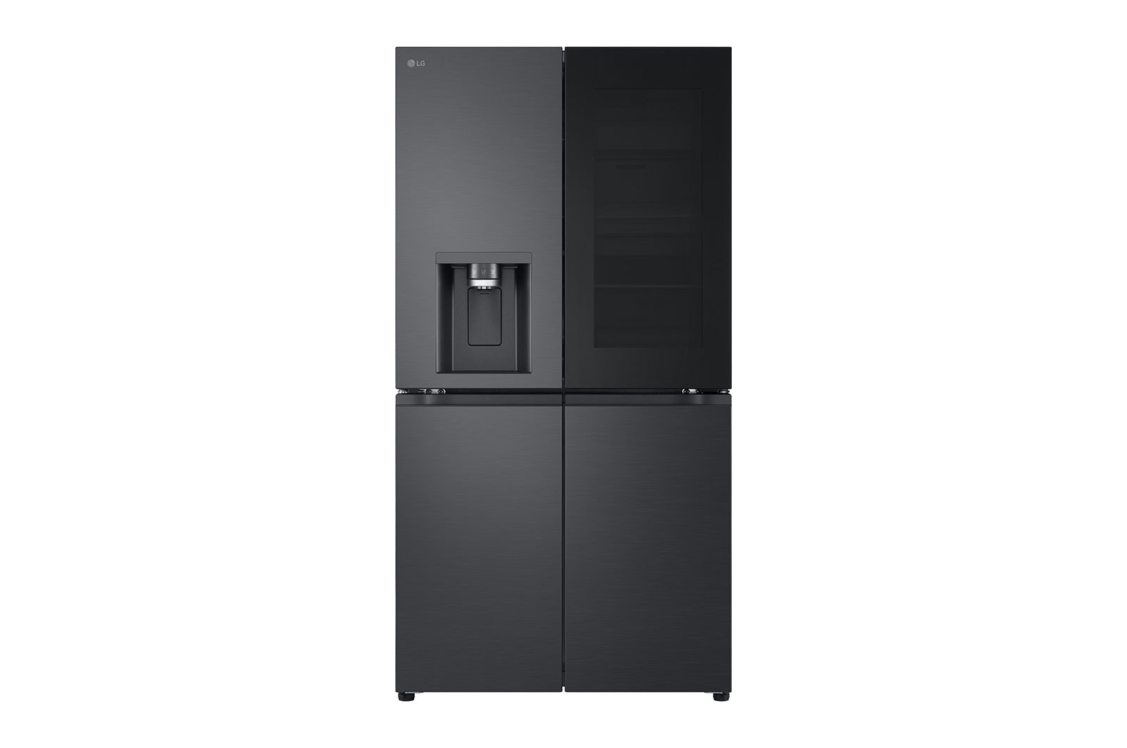 LG 638L InstaView French Door (Essence Black) - Energiklasse E, Vand-/isdispenser med vandtilkobling, Smart Diagnosis™ med Wi-Fi, GMG960EVJE
