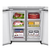 LG 508L Door in Door French Door (Shiny Steel) - Energiklasse F, Vand-/isdispenser med vandtilkobling og Smart Diagnosis™ med Wi-Fi, GMJ844PZKV