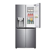 LG 508L Door in Door French Door (Shiny Steel) - Energiklasse F, Vand-/isdispenser med vandtilkobling og Smart Diagnosis™ med Wi-Fi, GMJ844PZKV