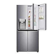 LG 508L Door in Door French Door (Shiny Steel) - Energiklasse F, Vand-/isdispenser med vandtilkobling og Smart Diagnosis™ med Wi-Fi, GMJ844PZKV