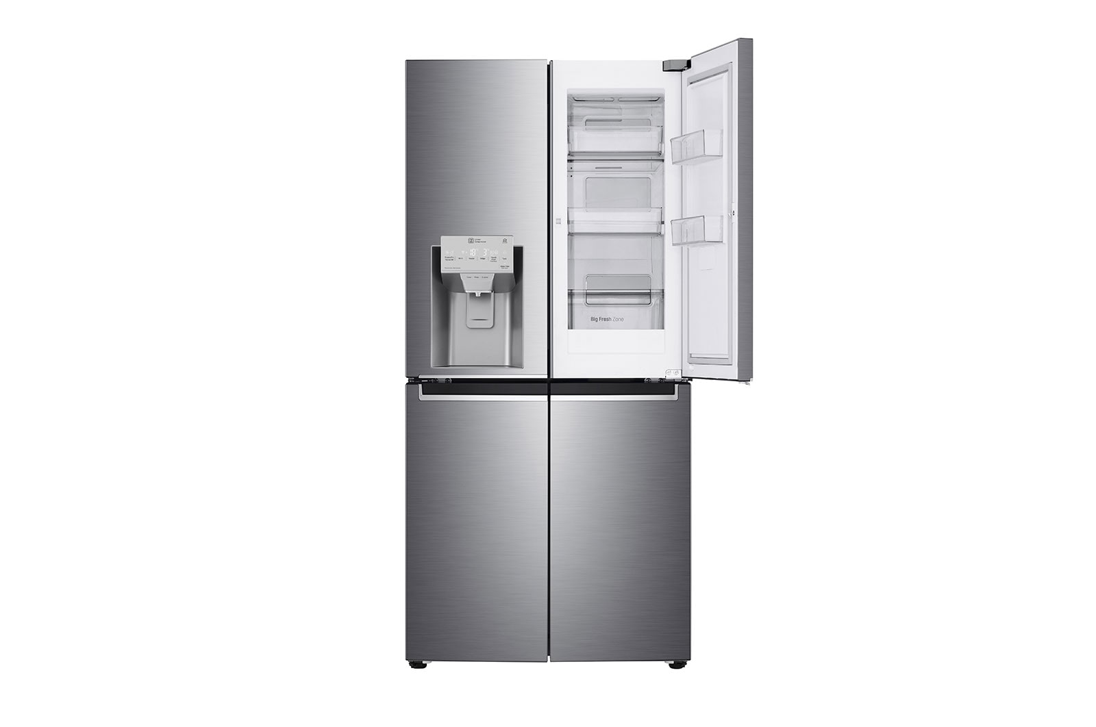 LG 508L Door in Door French Door (Shiny Steel) - Energiklasse F, Vand-/isdispenser med vandtilkobling og Smart Diagnosis™ med Wi-Fi, GMJ844PZKV