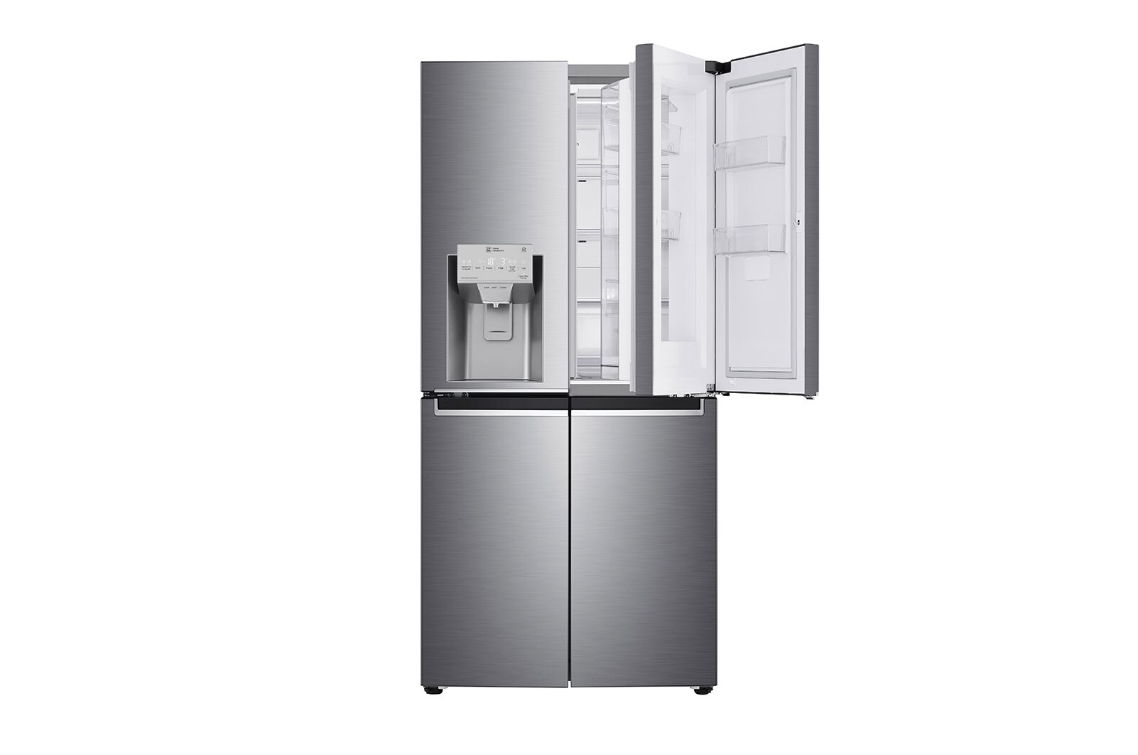 LG 508L Door in Door French Door (Shiny Steel) - Energiklasse F, Vand-/isdispenser med vandtilkobling og Smart Diagnosis™ med Wi-Fi, GMJ844PZKV