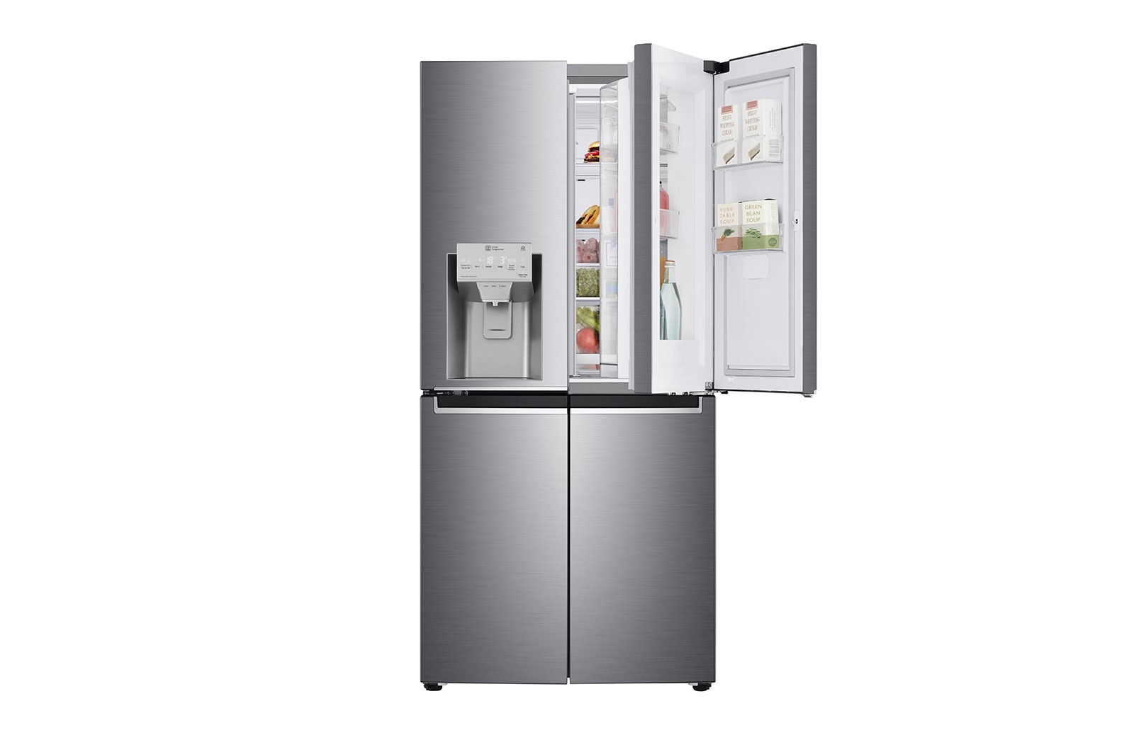 LG 508L Door in Door French Door (Shiny Steel) - Energiklasse F, Vand-/isdispenser med vandtilkobling og Smart Diagnosis™ med Wi-Fi, GMJ844PZKV