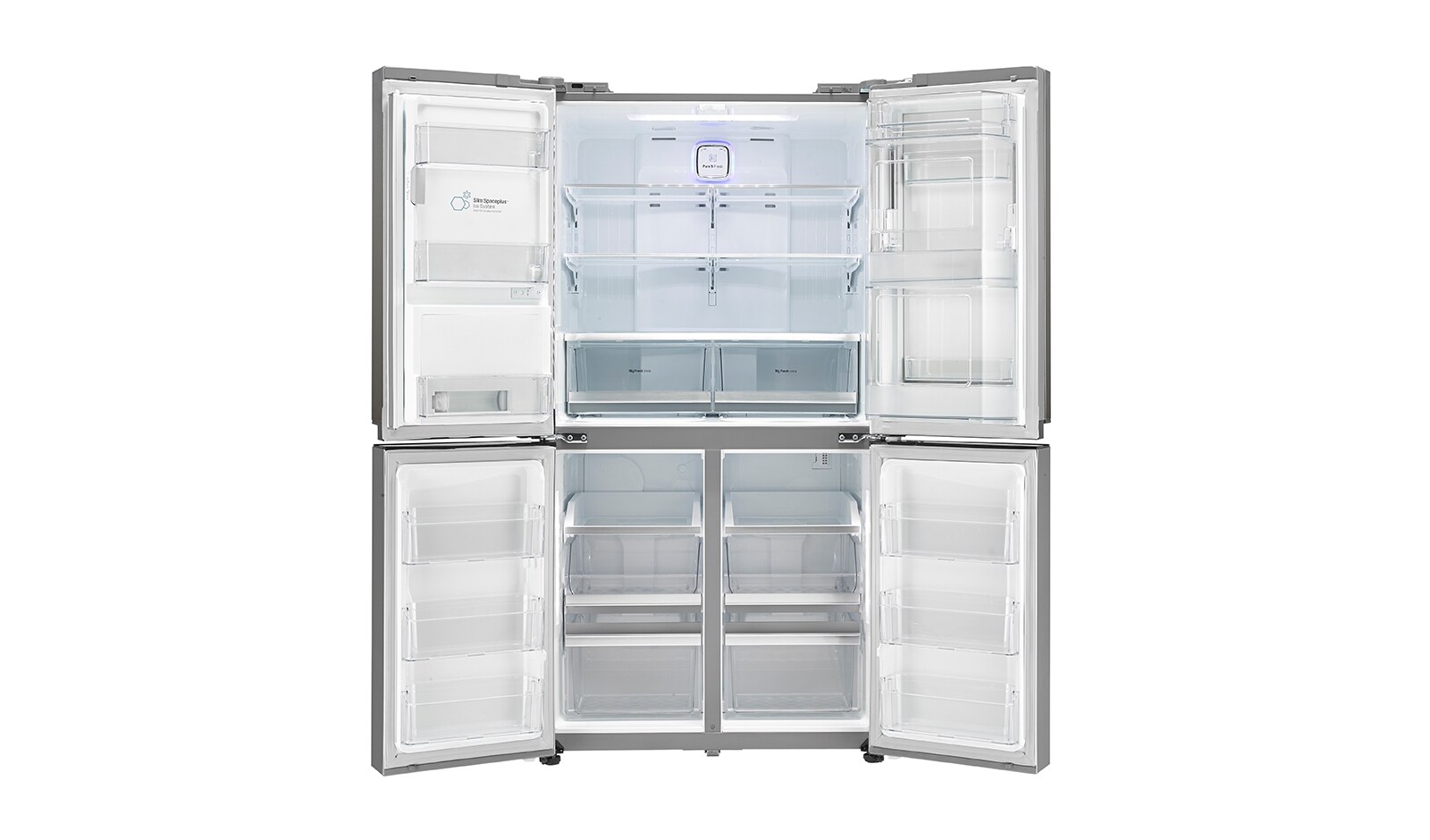 LG Afrimningsfrit A+ klasse French door-skab med dør-i-dør oplagring og dispenser for vand- og is med vandtilslutning (net 571 lL), GMJ916NSHV