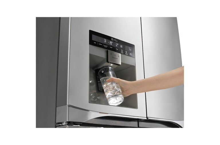LG Afrimningsfrit A+ klasse French door-skab med dør-i-dør oplagring og dispenser for vand- og is med vandtilslutning (net 571 lL), GMJ916NSHV