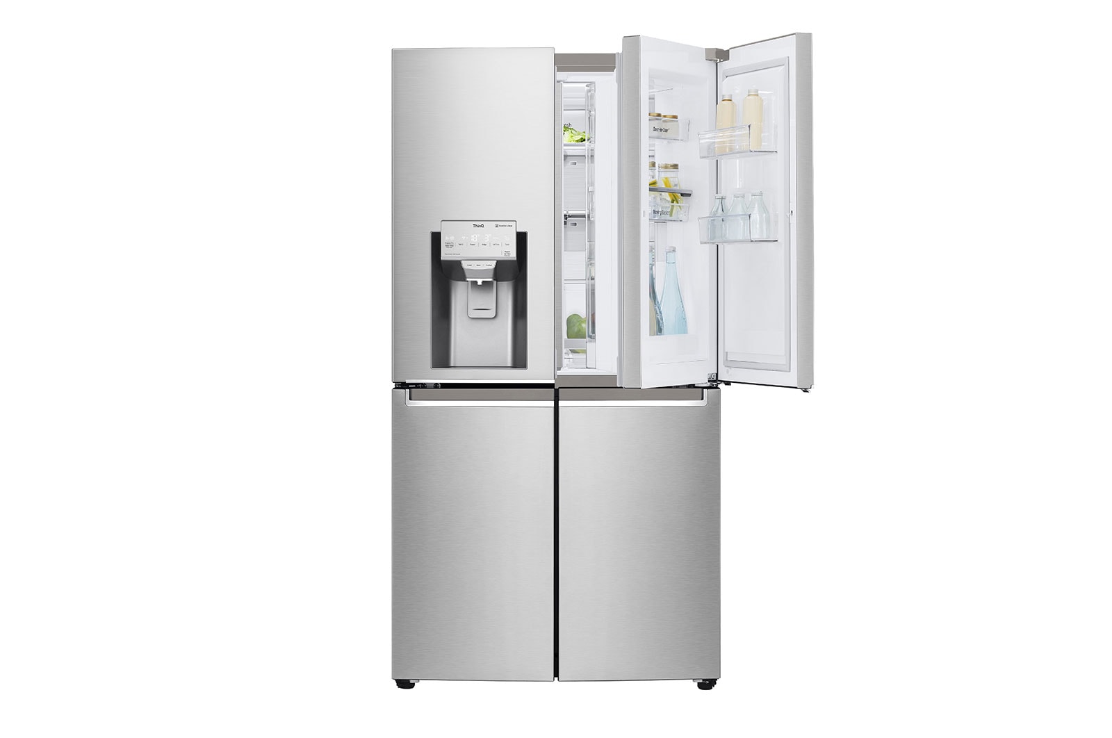 LG 638L Door in Door French Door (Noble Steel), Energiklasse F, Vand-/isdispenser med vandtilkobling, Smart Diagnosis™ med Wi-Fi, GMJ945NS9F
