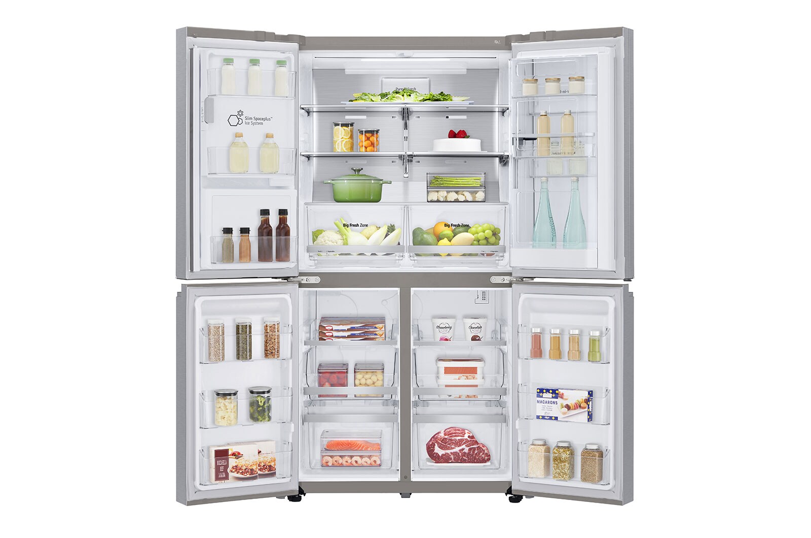 LG 638L Door in Door French Door (Noble Steel), Energiklasse F, Vand-/isdispenser med vandtilkobling, Smart Diagnosis™ med Wi-Fi, GMJ945NS9F