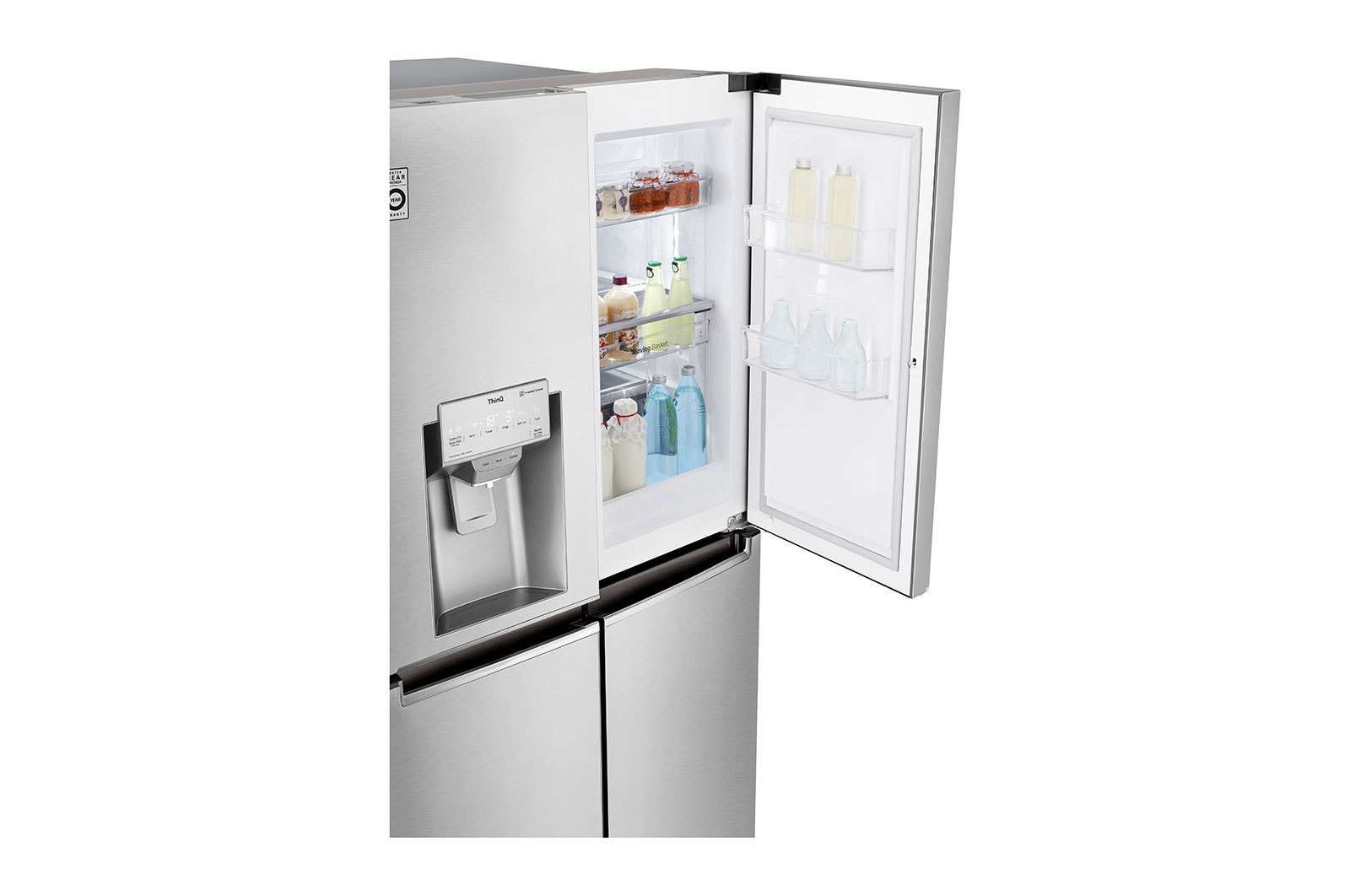 LG 638L Door in Door French Door (Noble Steel), Energiklasse F, Vand-/isdispenser med vandtilkobling, Smart Diagnosis™ med Wi-Fi, GMJ945NS9F