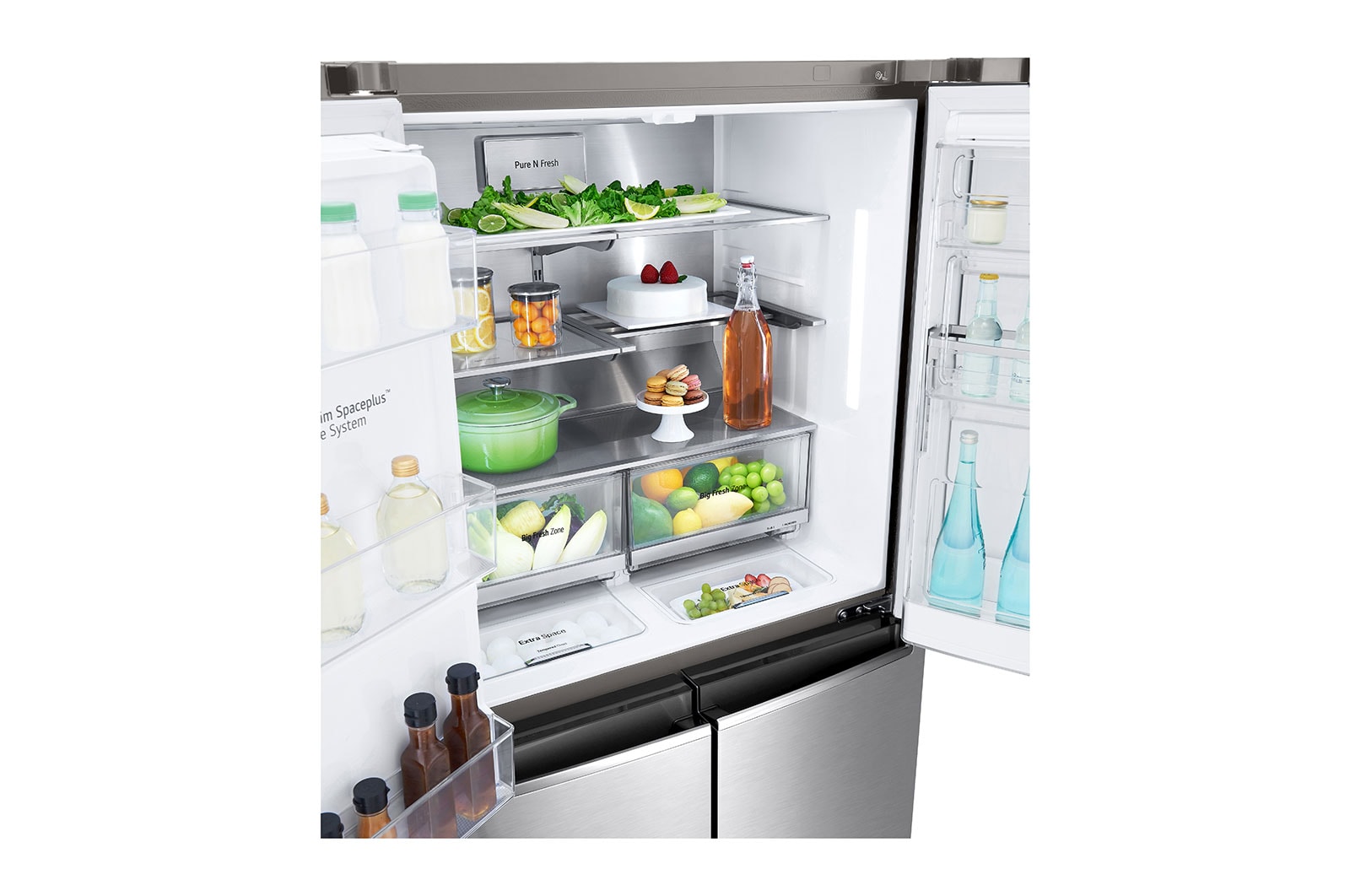 LG 638L Door in Door French Door (Noble Steel), Energiklasse F, Vand-/isdispenser med vandtilkobling, Smart Diagnosis™ med Wi-Fi, GMJ945NS9F