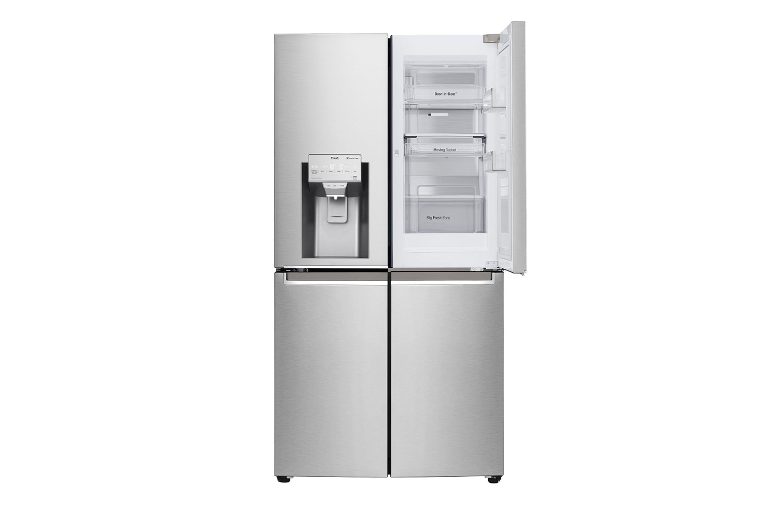 LG 638L Door in Door French Door (Noble Steel), Energiklasse F, Vand-/isdispenser med vandtilkobling, Smart Diagnosis™ med Wi-Fi, GMJ945NS9F