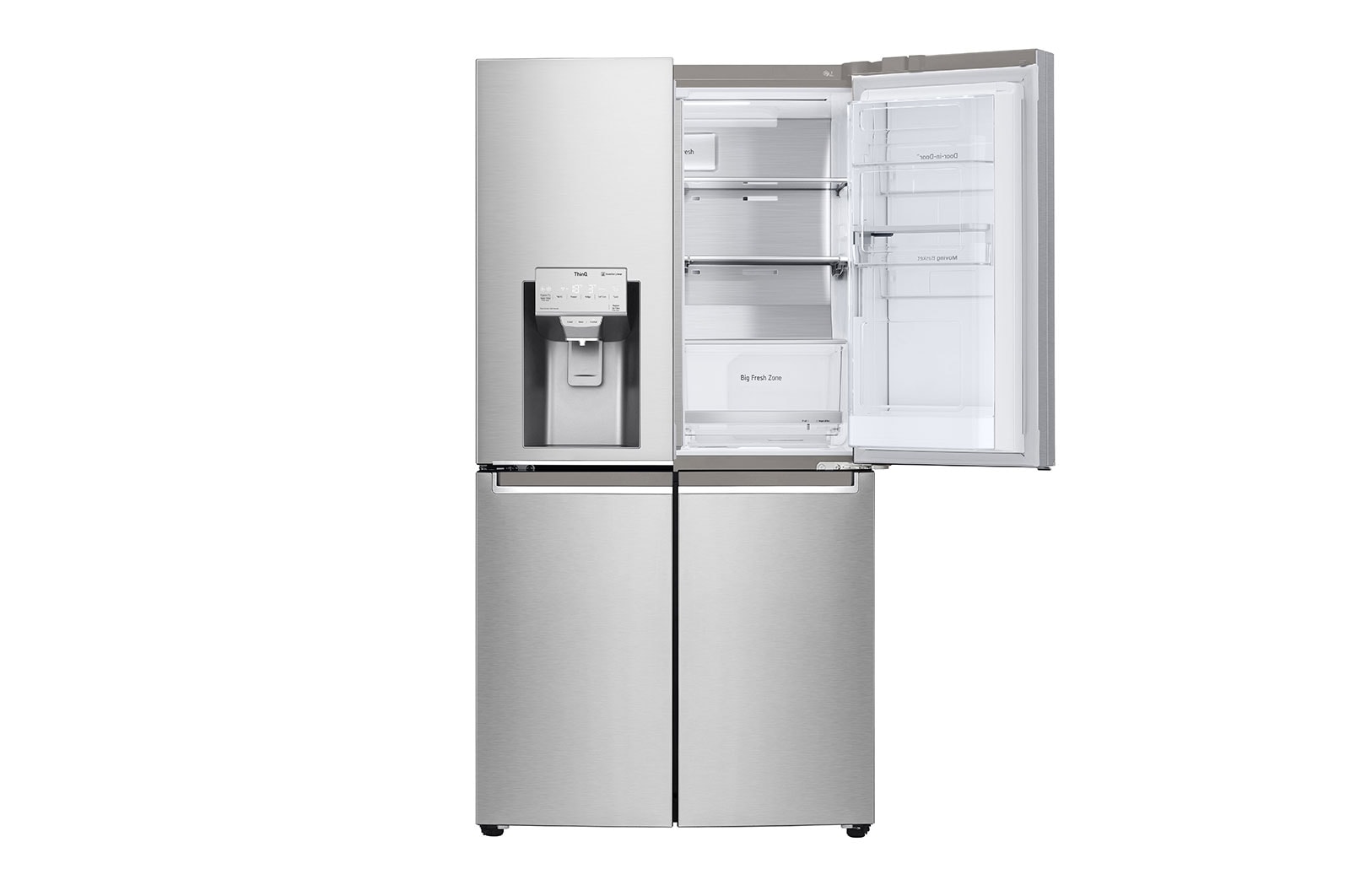 LG 638L Door in Door French Door (Noble Steel), Energiklasse F, Vand-/isdispenser med vandtilkobling, Smart Diagnosis™ med Wi-Fi, GMJ945NS9F