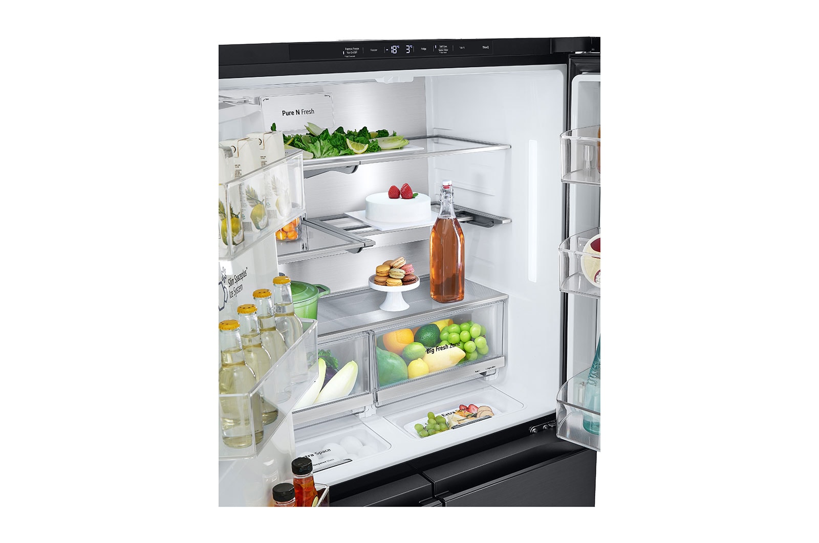 LG 641L French Door Side-by-Side  (Essence Black) - Energiklasse E, Vann/isdispenser med vanntilkobling, Smart Diagnosis™ med Wi-Fi, GML960EVBE