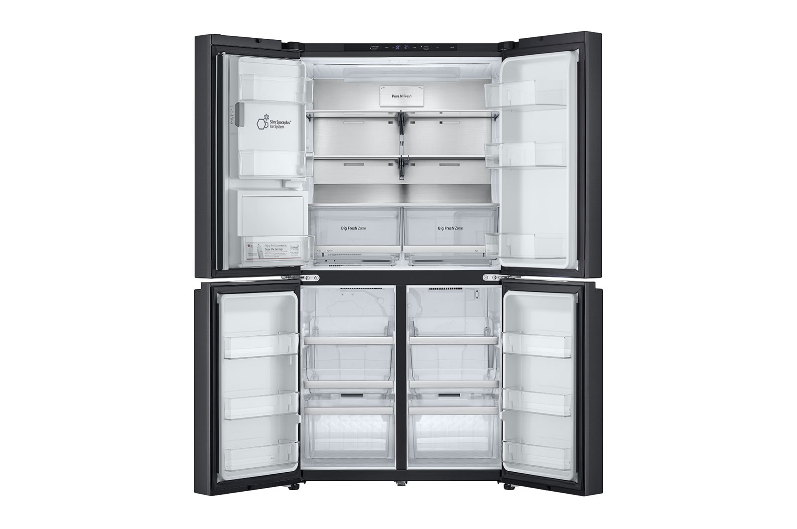 LG 641L French Door Side-by-Side  (Essence Black) - Energiklasse E, Vann/isdispenser med vanntilkobling, Smart Diagnosis™ med Wi-Fi, GML960EVBE