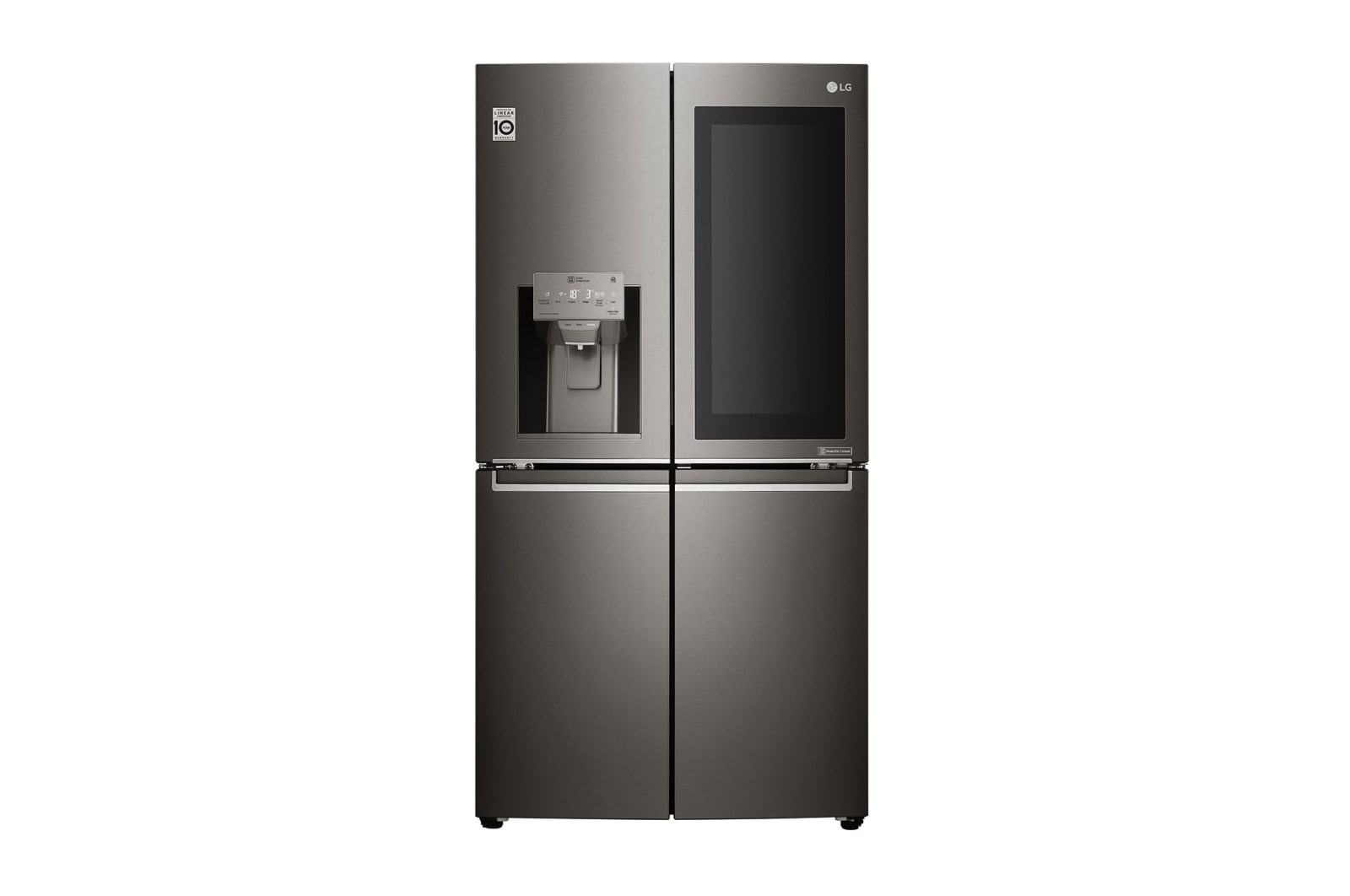 LG 571L InstaView Door in Door French Door (Sort) , Vand-/isdispenser med vandtilkobling og Smart Diagnosis™ med Wi-Fi, GMX936SBHV