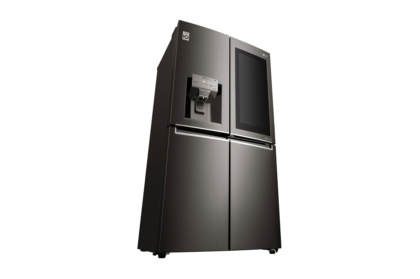 LG 571L InstaView Door in Door French Door (Sort) , Vand-/isdispenser med vandtilkobling og Smart Diagnosis™ med Wi-Fi, GMX936SBHV