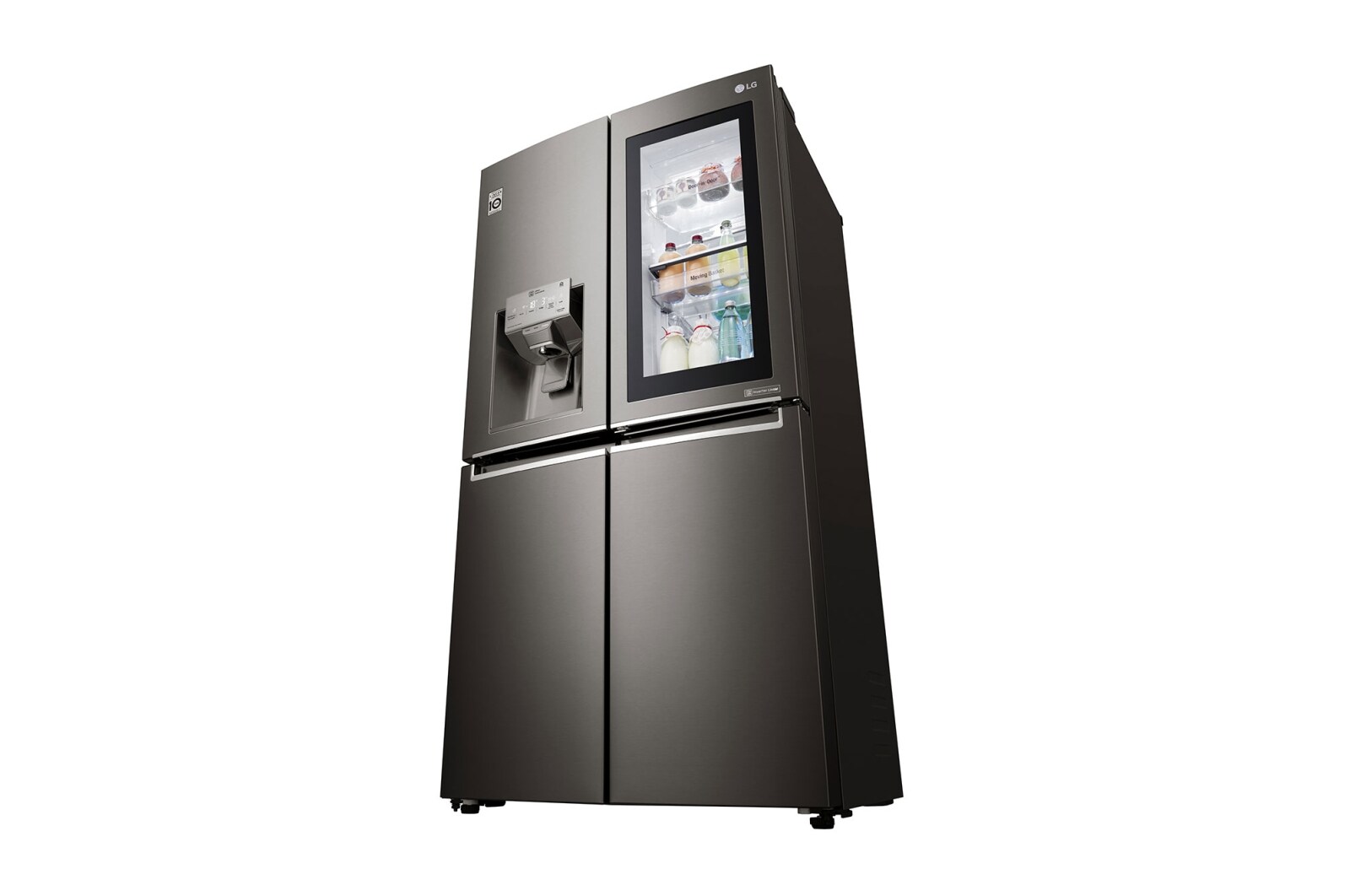 LG 571L InstaView Door in Door French Door (Sort) , Vand-/isdispenser med vandtilkobling og Smart Diagnosis™ med Wi-Fi, GMX936SBHV