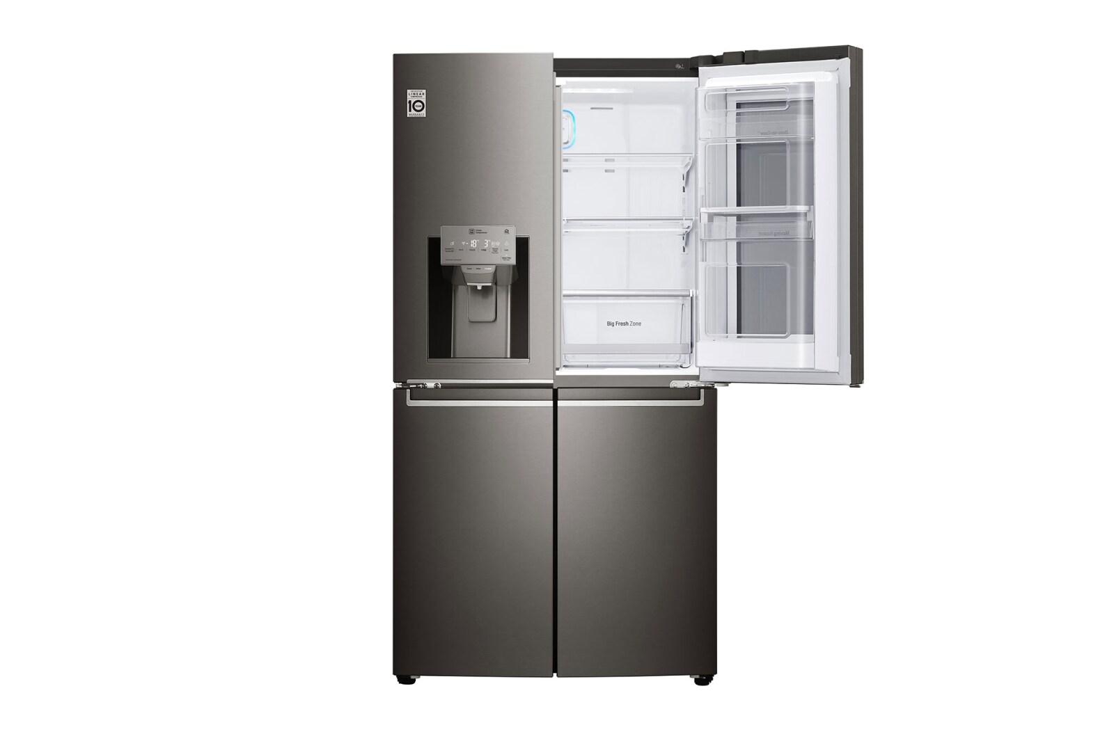 LG 571L InstaView Door in Door French Door (Sort) , Vand-/isdispenser med vandtilkobling og Smart Diagnosis™ med Wi-Fi, GMX936SBHV