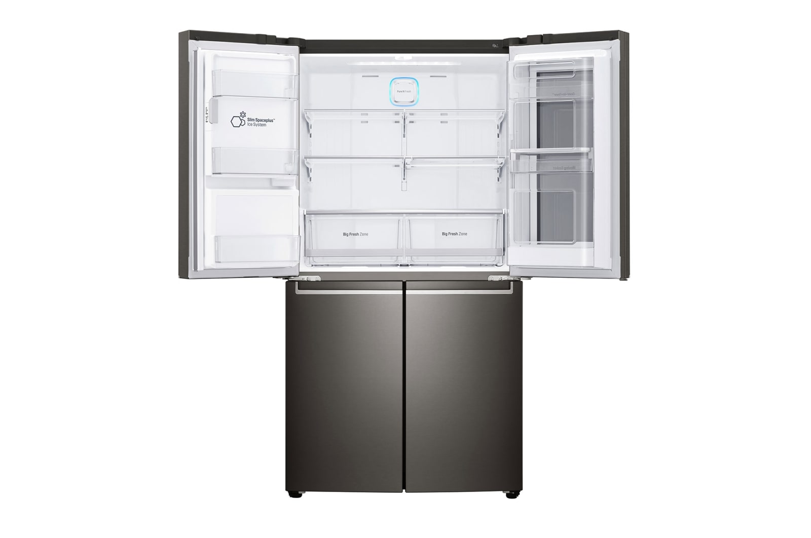 LG 571L InstaView Door in Door French Door (Sort) , Vand-/isdispenser med vandtilkobling og Smart Diagnosis™ med Wi-Fi, GMX936SBHV