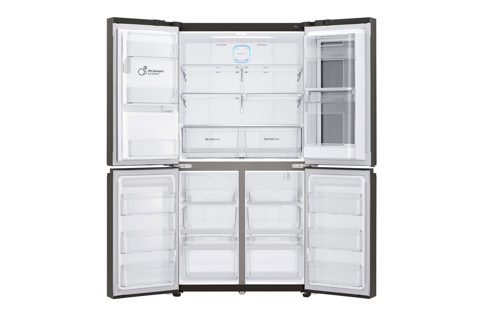 LG 571L InstaView Door in Door French Door (Sort) , Vand-/isdispenser med vandtilkobling og Smart Diagnosis™ med Wi-Fi, GMX936SBHV