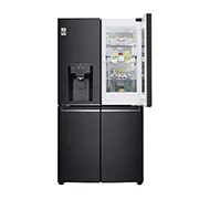 LG 638L InstaView Door in Door French Door (Matte Black) - Energiklasse F, Vand-/isdispenser med vandtilkobling og Smart Diagnosis™ med Wi-Fi, GMX945MC9F
