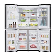 LG 638L InstaView Door in Door French Door (Matte Black) - Energiklasse F, Vand-/isdispenser med vandtilkobling og Smart Diagnosis™ med Wi-Fi, GMX945MC9F