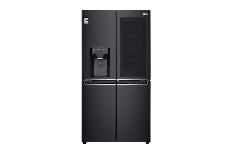 LG 638L InstaView Door in Door French Door (Matte Black) - Energiklasse F, Vand-/isdispenser med vandtilkobling og Smart Diagnosis™ med Wi-Fi, GMX945MC9F