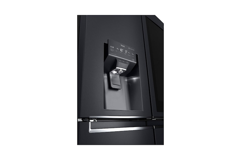 LG 638L InstaView Door in Door French Door (Matte Black) - Energiklasse F, Vand-/isdispenser med vandtilkobling og Smart Diagnosis™ med Wi-Fi, GMX945MC9F