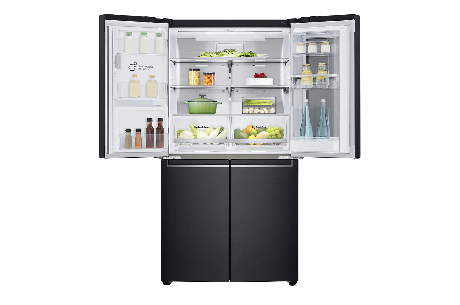 LG 638L InstaView Door in Door French Door (Matte Black) - Energiklasse F, Vand-/isdispenser med vandtilkobling og Smart Diagnosis™ med Wi-Fi, GMX945MC9F