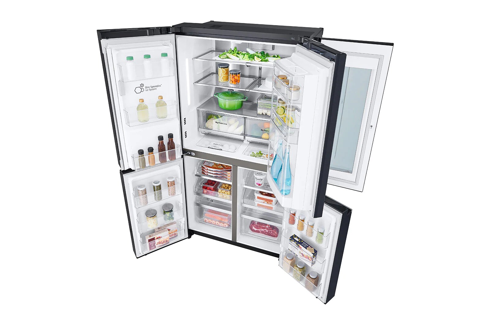 LG 638L InstaView Door in Door French Door (Matte Black) - Energiklasse F, Vand-/isdispenser med vandtilkobling og Smart Diagnosis™ med Wi-Fi, GMX945MC9F