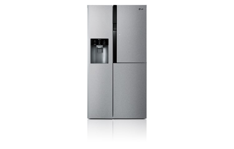 LG  Afrimningsfrit side-by-side-skab med dør-i-dør oplagring og dispenser for vand- og is (614 L), GS9366NSAZ
