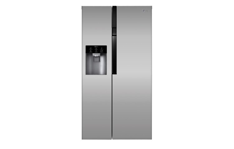 Visning forfra af Afrimningsfrit side-by-side-skab med Non Plumbing dispenser for vand- og is (614 L) GS9366PZYZL