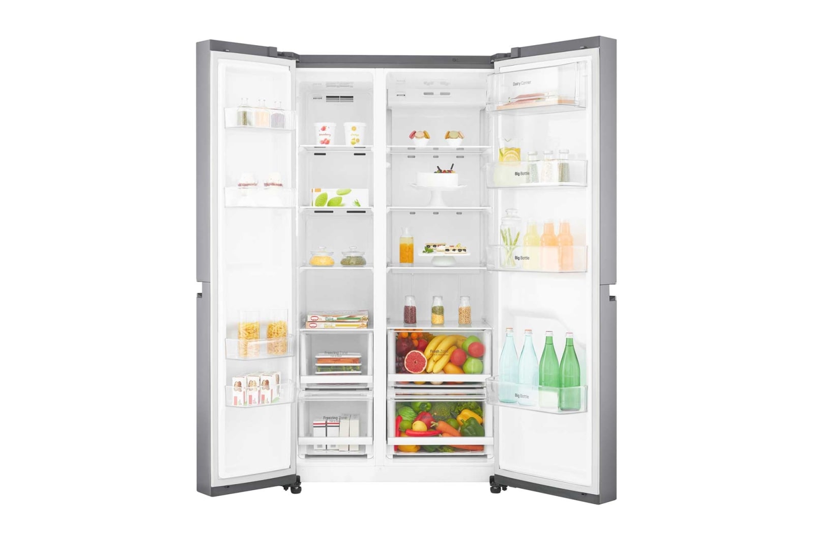 LG 642L Side by Side (Shiny Steel) - Energiklasse F og Smart Diagnosis™ med Wi-Fi, GSB760PZXZ