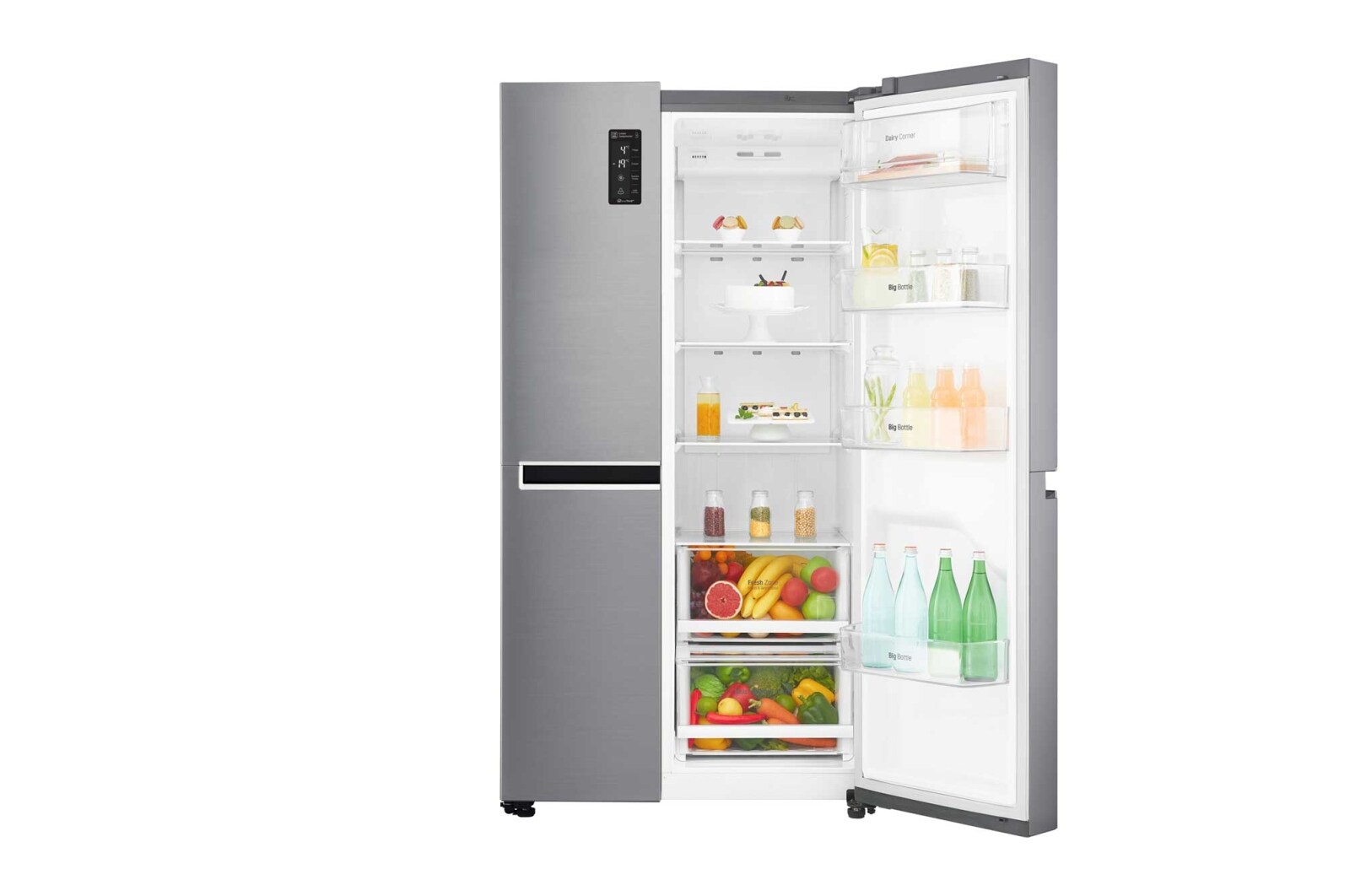 LG 642L Side by Side (Shiny Steel) - Energiklasse F og Smart Diagnosis™ med Wi-Fi, GSB760PZXZ