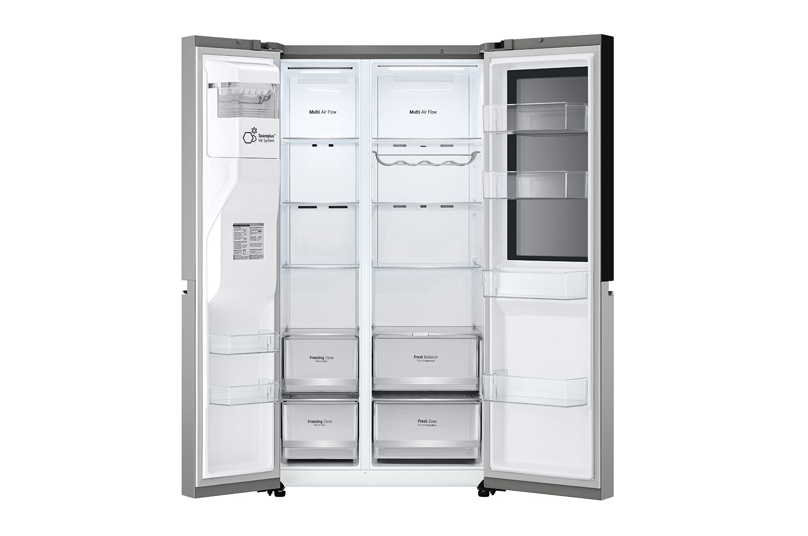 LG 635L InstaView™ Side by Side (Prime Silver), Energiklasse D, Vand-/isdispenser med vandtilkobling, Smart Diagnosis™ med Wi-Fi, GSGV80PYLD