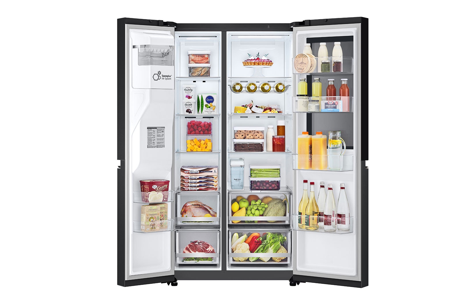 LG 635L InstaView™ Side by Side (Essence Matte Black), Energiklasse D, Vand-/isdispenser uden vandtilkobling, Smart Diagnosis™ med Wi-Fi, GSGV81EPLD